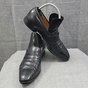 Tanino Crisci Men's Black Leather Dress Shoes Loafers Made in Italy SZ 10.5M